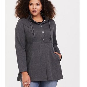 Torrid size 2 CHARCOAL HOODED KNIT COAT
